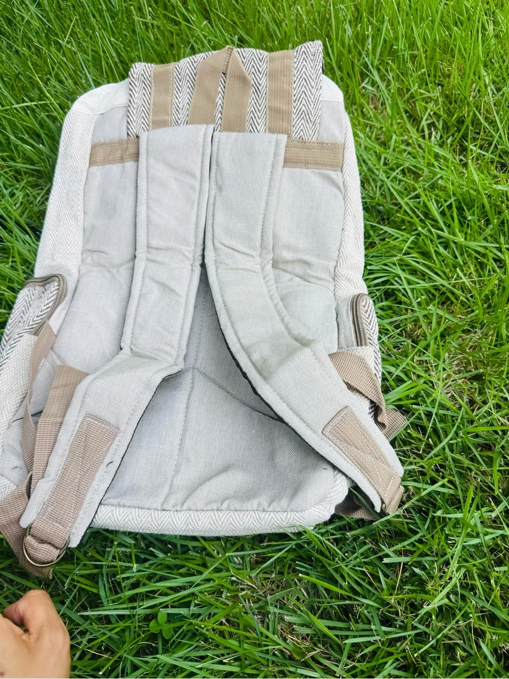 Himalayan Hemp Natural Brown Herringbone Backpack - Men